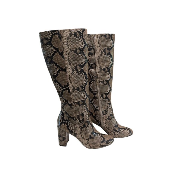 The Drop Boots Womens 8.5 Tan Snakeskin Knee High Tall Zip Faux Leather - Picture 4 of 6